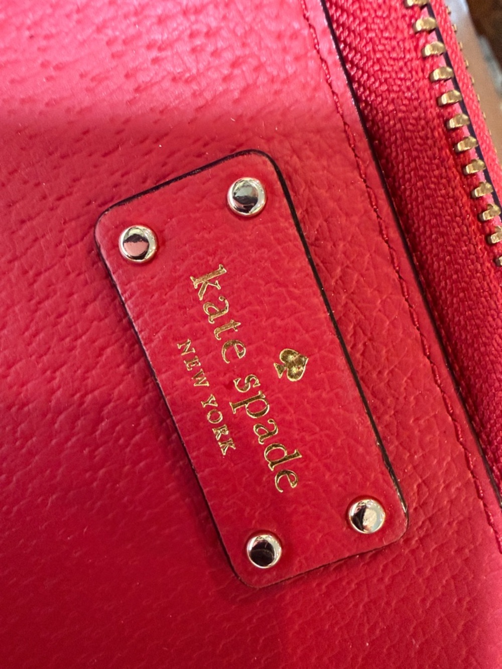 kate spade Red Pebbled Leather Zip-Around Wristlet - Picture 2 of 10